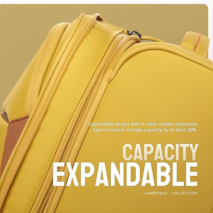 Verage Cambridge Lightweight Carry On Luggage,Softside Expandable Suitcase with Spinner Wheel (20-Inch, Misted Yellow)
