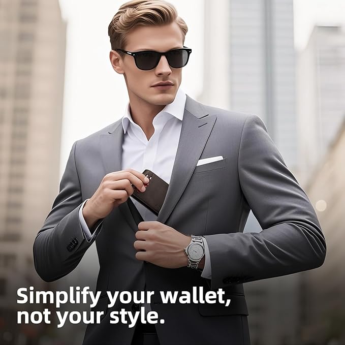 RUNBOX Wallet for Men Slim Rfid Leather 2 ID Window With Gift Box | Slim, Rfid, 2 ID Window, With Gift Box, Slim, Rfid