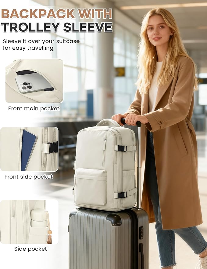 WONHOX Large Travel Backpack Carry on Flight Approved Laptop Work Business Backpack for Women Men Mochila de Viaje