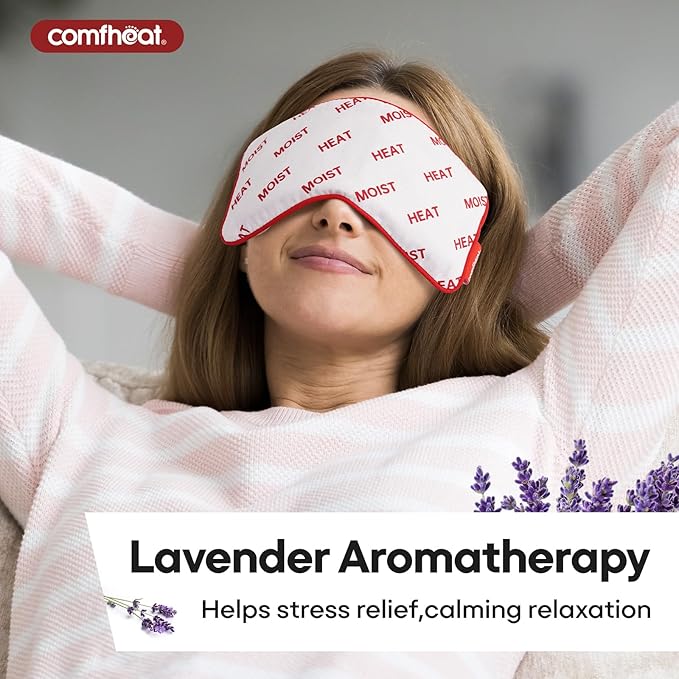 Lavender Eye Pillow for Yoga, Microwavable Moist Heat Eye Compress Mask Pillow with Washable Cotton Cover for Relaxation, Sleeping, Meditation, Yoga, Spa, Migraine Relief