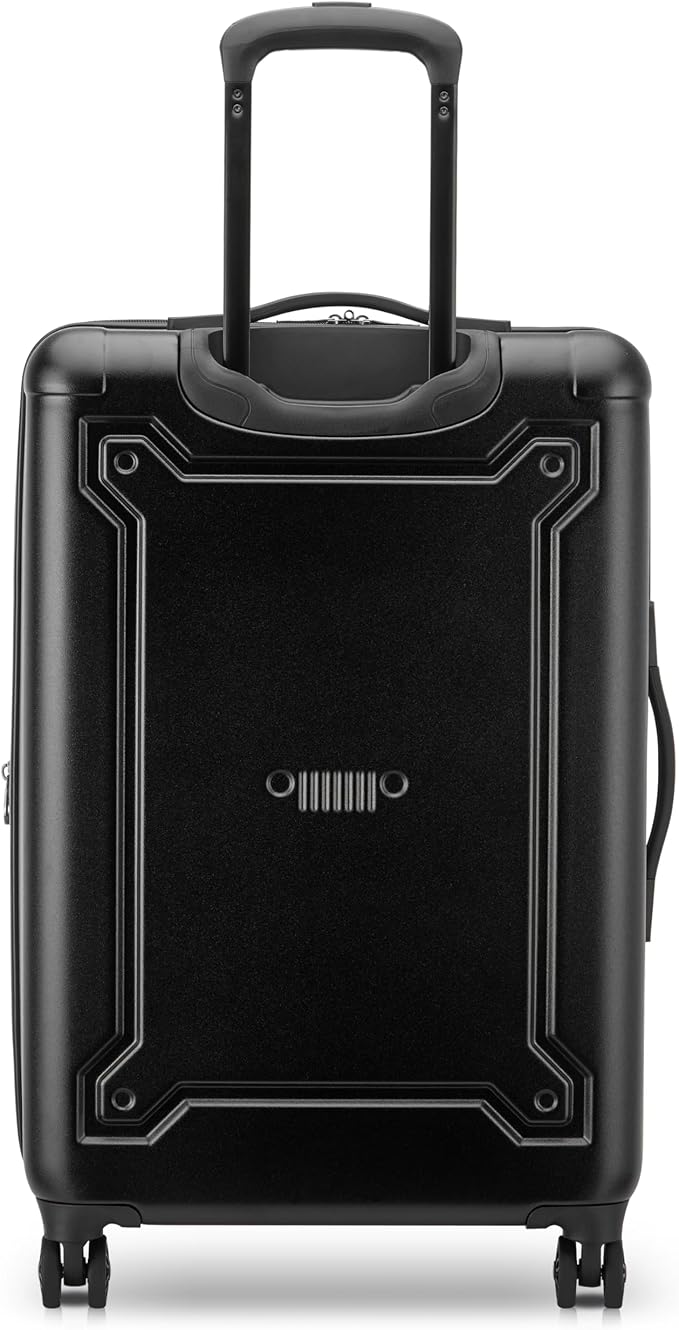 Jeep JH004C Hardside Expandable Luggage with Spinner Wheels, Black, Checked-Medium 24 Inch