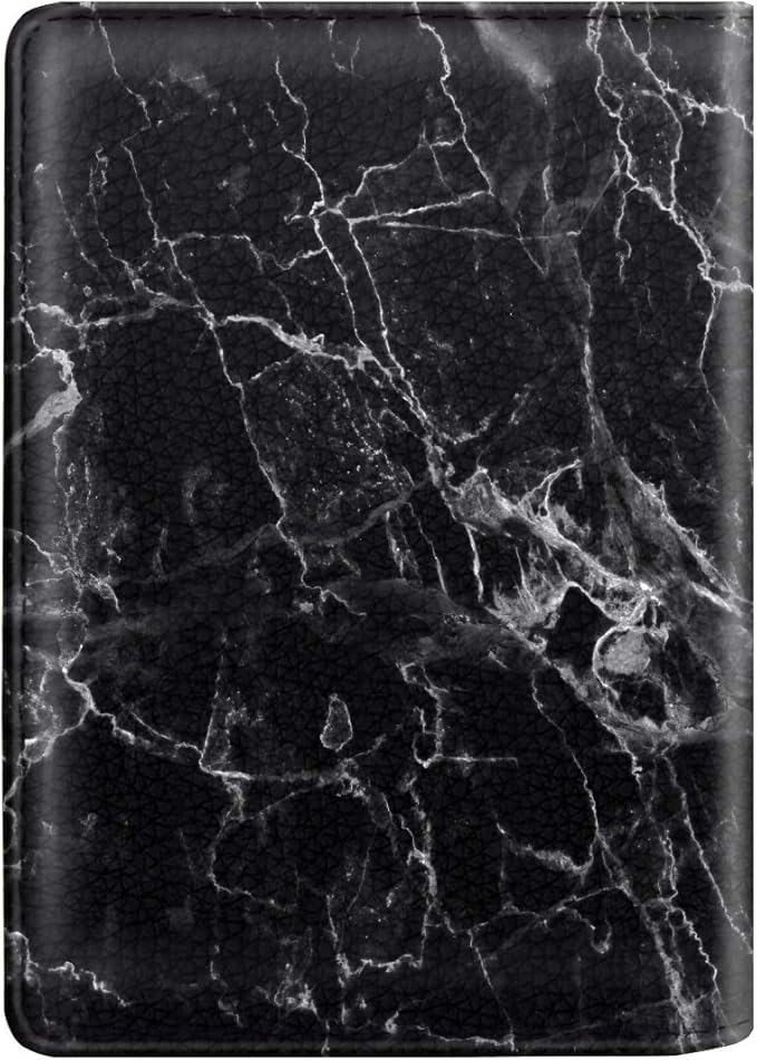 Passport Holder Cover,Traveling Passport Case Cute Marble Passport Wallet for Women,Black Marble