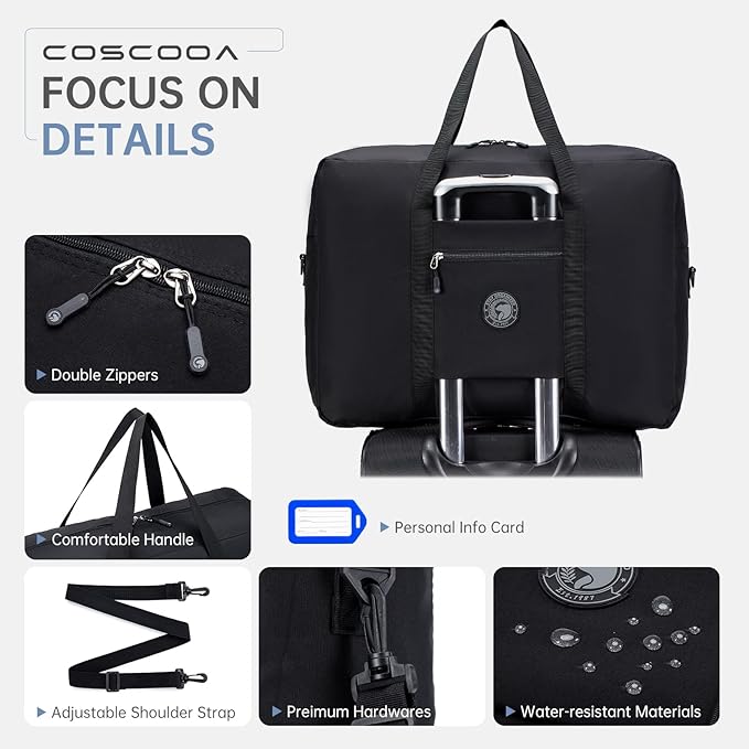 Carry On Luggage 22x14x9 Airline Approved,Lightweight Duffle Bag for Travel, Waterproof Weekender Overnight Bags for Traveling Airplane for Women and Men 40L