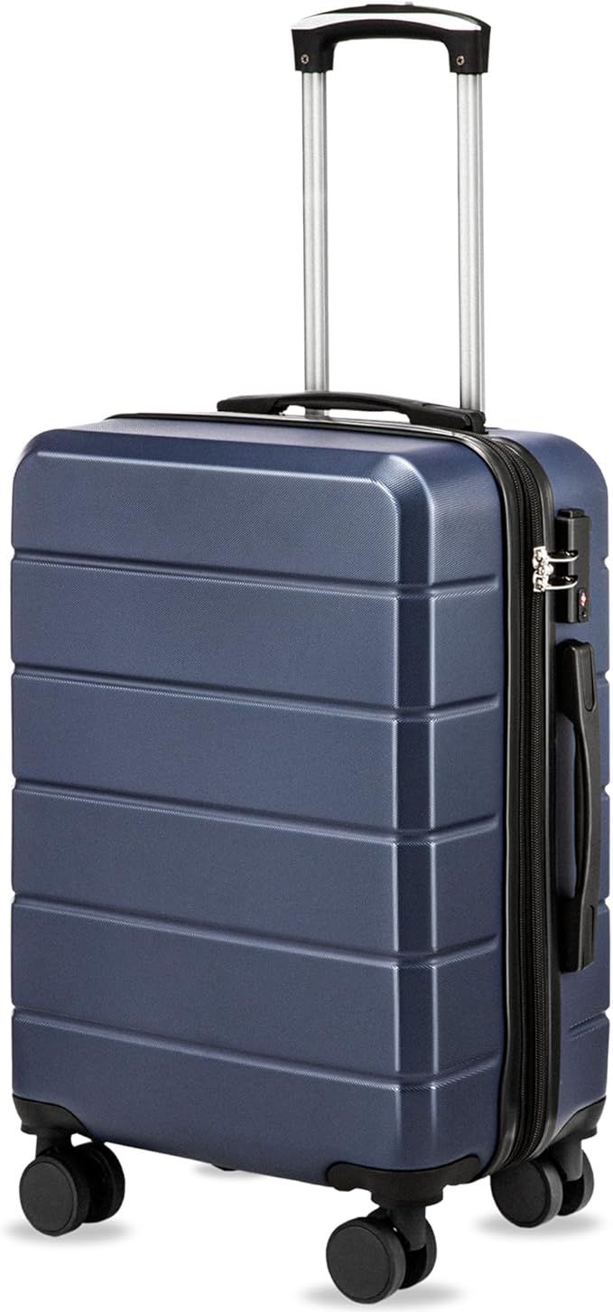 Carry On Luggage 22x14x9 Airline Approved, Expandable ABS Hardside Suitcase with Spinner Wheels & TSA Lock, Lightweight Travel Suitcase for Business (20 in, Blue)