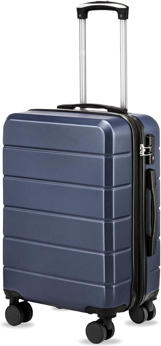 Carry On Luggage 22x14x9 Airline Approved, Expandable ABS Hardside Suitcase with Spinner Wheels & TSA Lock, Lightweight Travel Suitcase for Business (20 in, Blue)