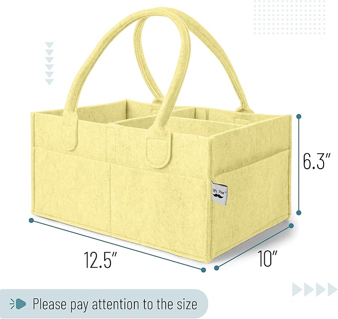Mr. Pen- Baby Diaper Caddy Organizer, Lemon Glow, Baby Caddy Organizer with Handle, Compact Size, Collapsible & Portable
