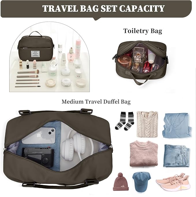 Weekender Bags for Women,Personal Item Travel Bag with Shoes Compartment,Overnight Travel Duffel Bag with Toiletry Bag,Medium