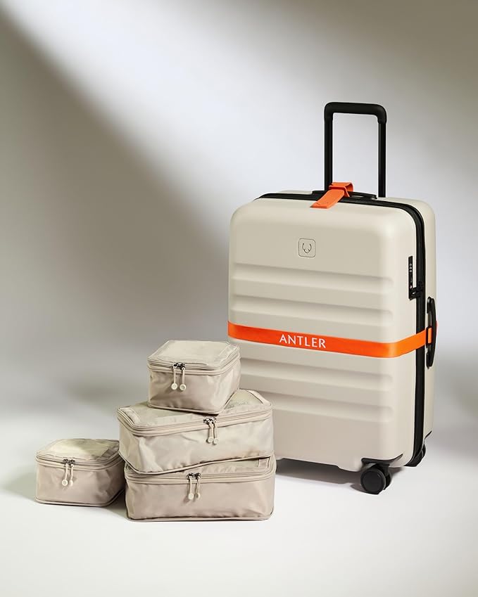 ANTLER - Compression Packing Cubes for Travel, Luggage Organiser for Suitcases or Bags, Travel Accessories, Set of 4, Taupe