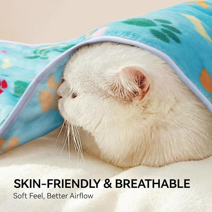 LINENLUX 1 Pack 3 Blankets Super Soft Fluffy Premium Fleece Dog Blankets for Puppy Cat Pet Blanket Flannel Throw Warm Sleep Bones and Claws 40x31 inches