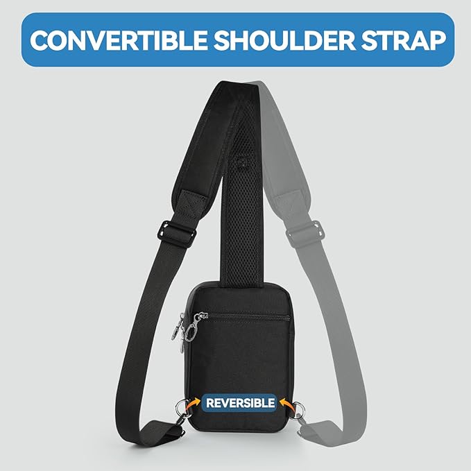 Sling Bag, Tactical Anti Theft Crossbody Bag with Zipper Lock RFID EDC Small Chest Bags for Men Women