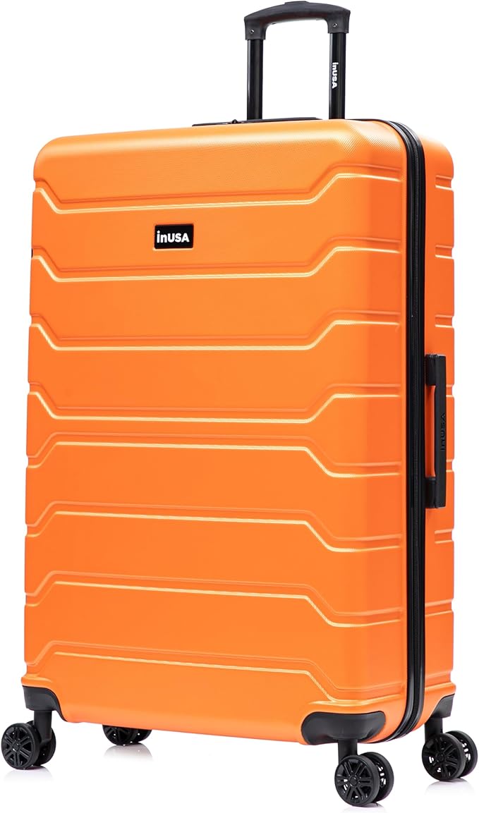 InUSA TREND Luggage with Spinner Wheels | Durable lightweight Hardside Suitcase, Travel Bag with Handle and Trolley | 32-inch Extra-Large Checked luggage | Orange