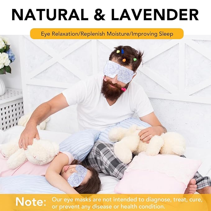 XPCARE 60 Pack Steam Eye Masks for Dry Eyes, Self Heated Steam Warm Eye Mask, Disposable Heated Eye Mask for Dark Circles, Puffy Eyes, Relief Stress Eye Fatigue（Chamomile）