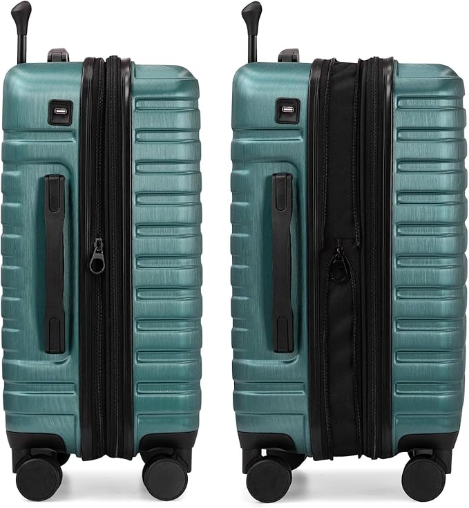 U.S. Traveler Boren Expandable Hardside Rugged Travel Luggage with 8 Spinner Wheels, Teal, Carry-on 22-Inch