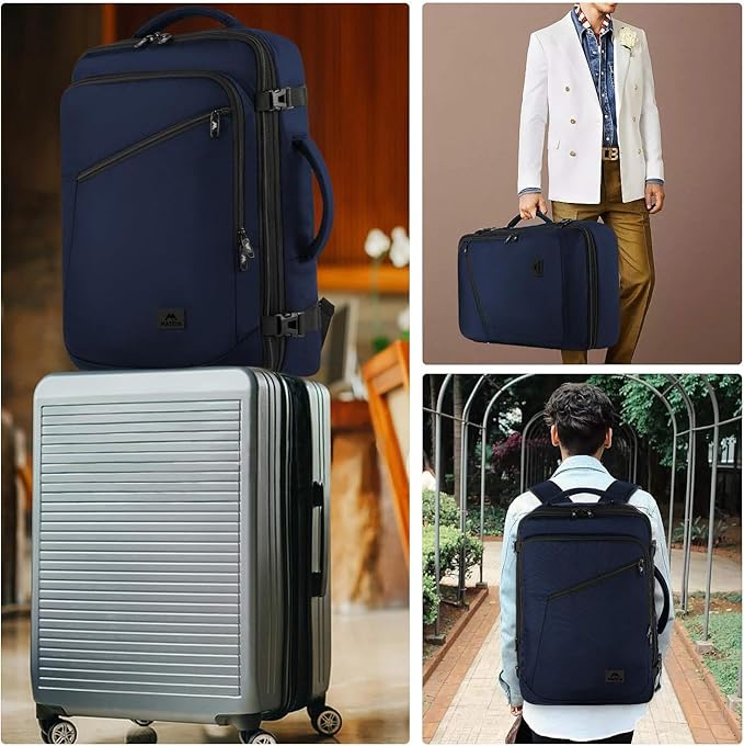 MATEIN Extra Large Mens Travel Backpack Carry on, Expandable Traveling Backpack for Men Airline Approved, Water Resistant Business Casual Daypack, Traveler Gift, Blue