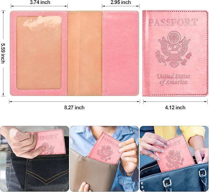 Eoehro Passport Holder for Travel Essentials-2Pack, Passport Wallet Cover Case for Travel Must Haves Accessories,Passport Book Holders for Women and Men