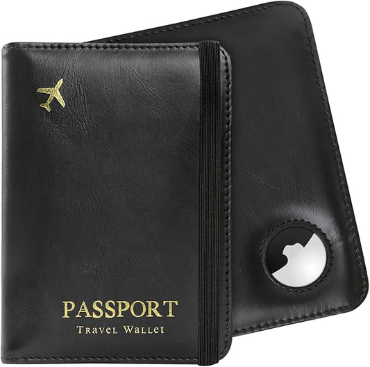 ILIYAH-Passport Cover-Passport Holder Travel Wallet-RFID Blocking Passport Case Travel Accessories Card Holder Wallet Unisex Travel Gifts (Dark Black)