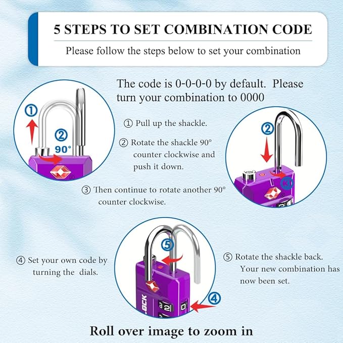 TSA Approved Travel Luggage Locks, Open Alert Combination Lock for School Office & Gym Locker,Toolbox, Pelican Case,Easy Read Dials- 1, 2 & 4 Pack (1, Dark Purple 2 Pack)