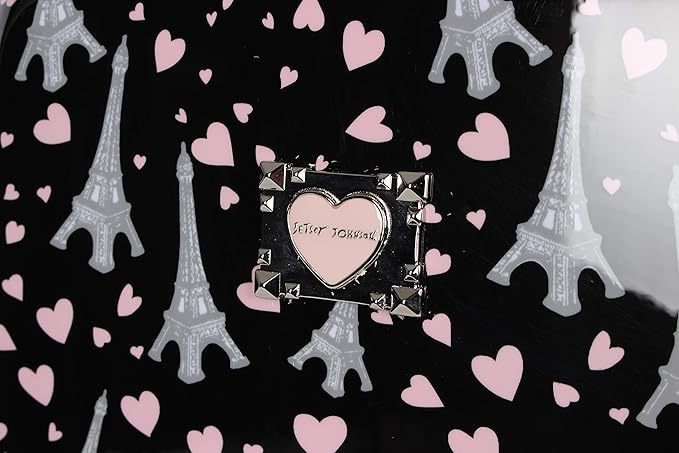 Betsey Johnson Designer 20 Inch Carry On - Expandable (ABS + PC) Hardside Luggage - Lightweight Durable Suitcase With 8-Rolling Spinner Wheels for Women (Paris Love)