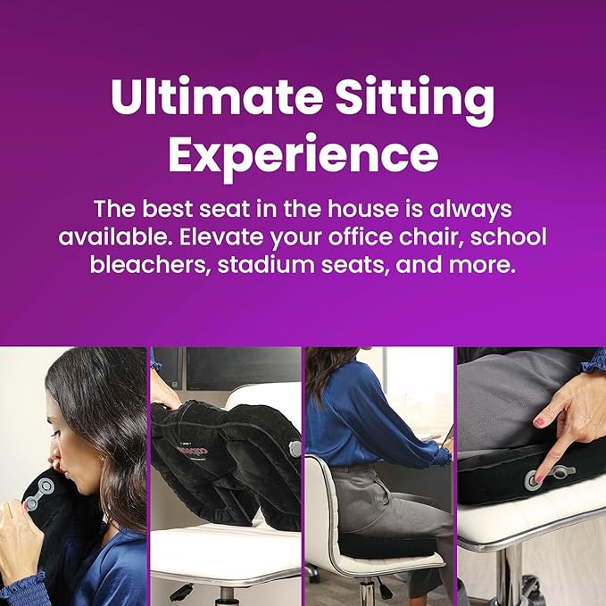 Cabeau Evolution Cushion Portable & Lightweight Inflatable Seat Cushion - Ideal for Office Chairs, School Bleachers, Stadium Seats, and Wheelchairs - Comfort on The Go (Pack of 2)