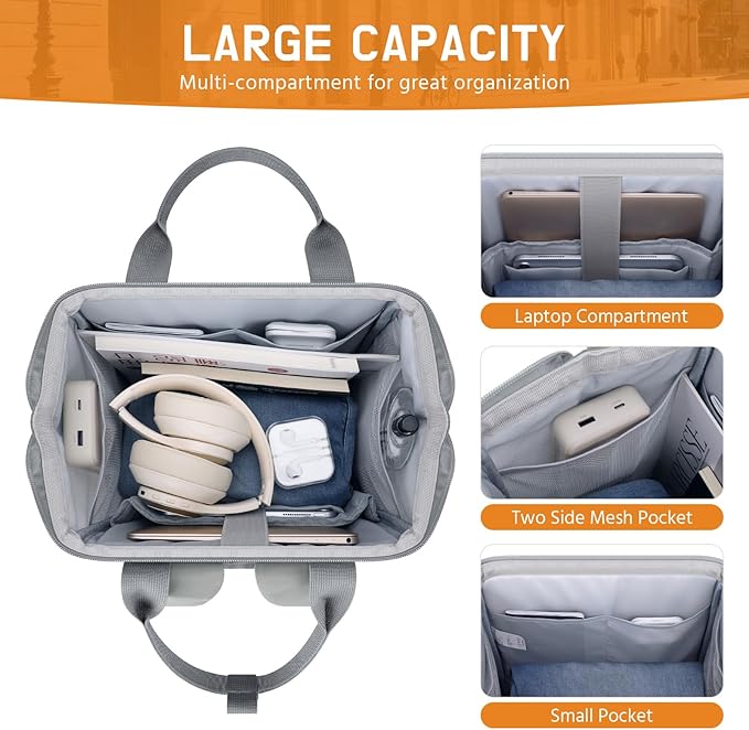 Maelstrom Laptop Backpack, Fits 15.6-17.3 Inch Travel Backpack Gift for Women Men, Waterproof College School Computer Bag, Anti-theft Business Work Bag with Luggage Strap(Grey, 15.6 Inch)