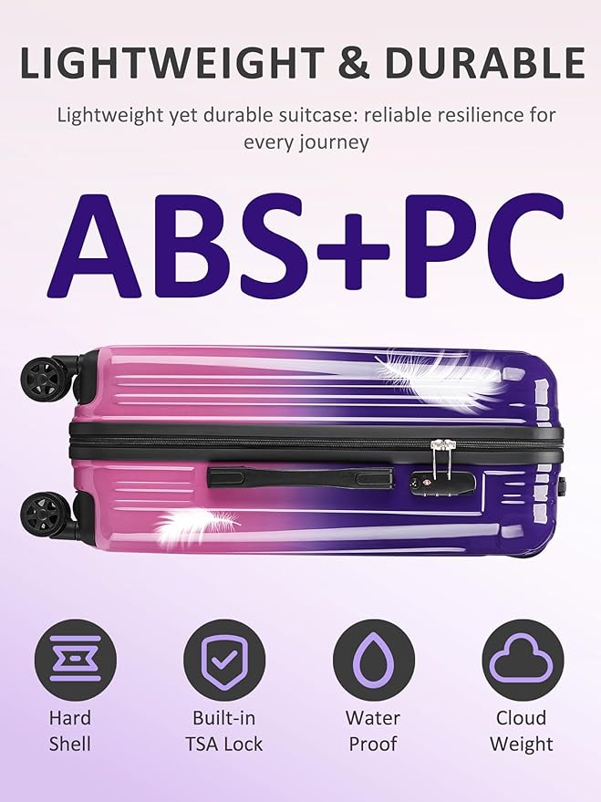 Carry on Luggage 2 Piece（20in/24inch - Airline Approved Suitcases with Spinner Wheels, Built-In TSA Lock，Hard Shell Expandable Suitcases