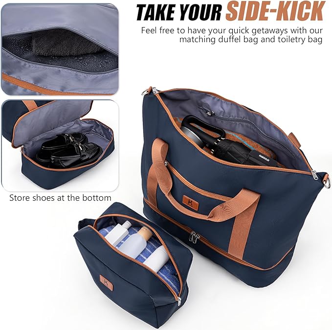 KUNEL Expandable 5 Piece Luggage Sets with Detachable Spinner Wheels and TSA Lock, Unisex Hardside ABS Suitcase Set, Hardshell Lightweight Waterproof Travel Hard Case Suitcases with Wheels, Darkblue