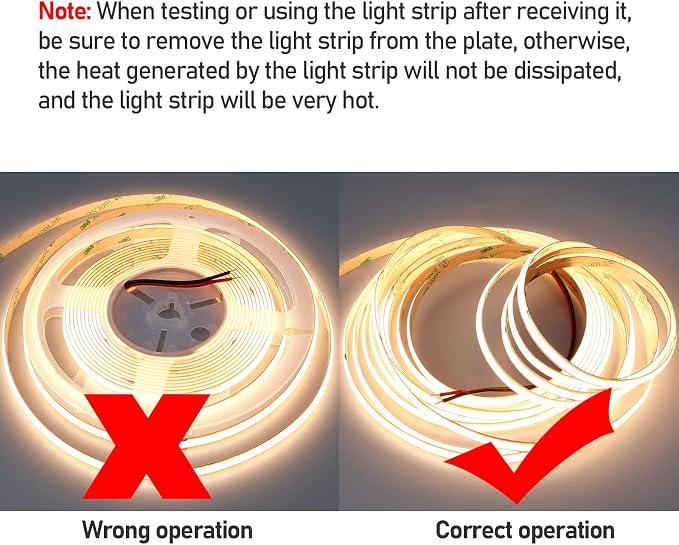 24V COB LED Strip Light Warm White 3000K 5M/16.4ft 2400LEDs 4500Lm | Uniform Glow CRI 93+ Flexible IP20 Not Waterproof LED Tape Lights for DIY Bedroom Home Decor(Power Supply not Included)