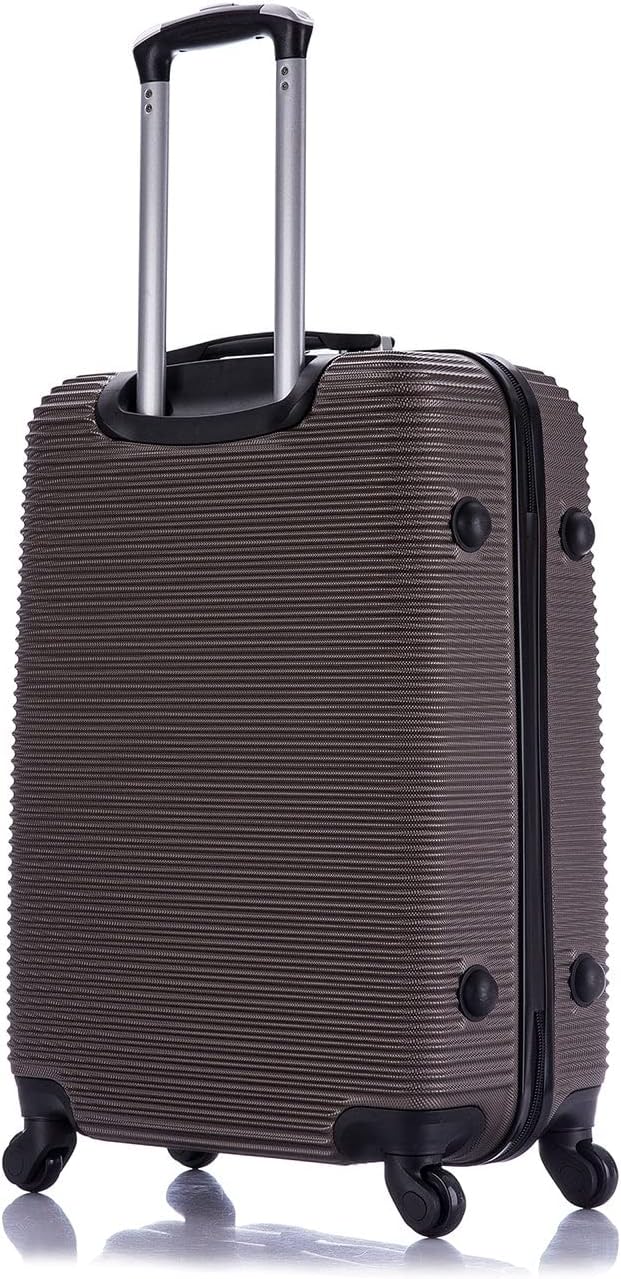 InUSA ROYAL Hardside Spinner Luggage with Ergonomic Handles | Spacious Travel Suitcase with Four Spinner Wheels and Studs | 24 Inch Medium Hardside Spinner Luggage | Brown