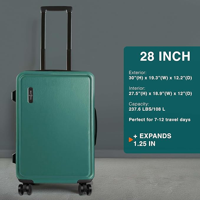 28 Inch Luggage with Spinner Wheels, Hard Shell Suitcase with TSA Locks for Luggage, Travel Large Suitcase, Expandable Hard Shell Suitcases, Green