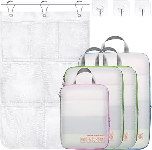 Cambond Compression Packing Cubes for Travel - Lightweight Expandable Travel Bags Luggage Organizers Travel Essentials Compression Cubes for Travel Space Saver for Carry on Suitcases Organizer