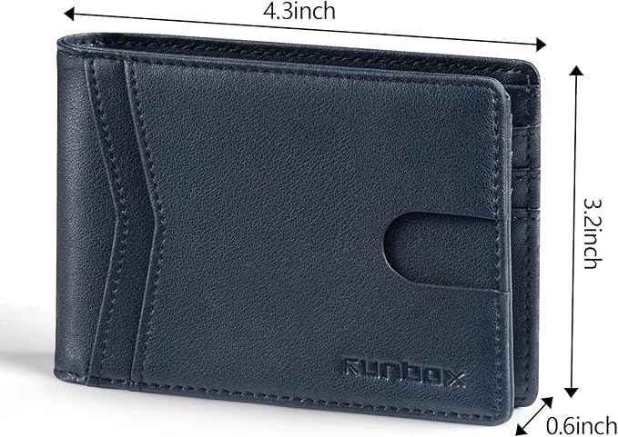 RUNBOX Wallet for Men Slim Rfid Leather 2 ID Window With Gift Box | Slim, Rfid, 2 ID Window, With Gift Box, Slim, Rfid