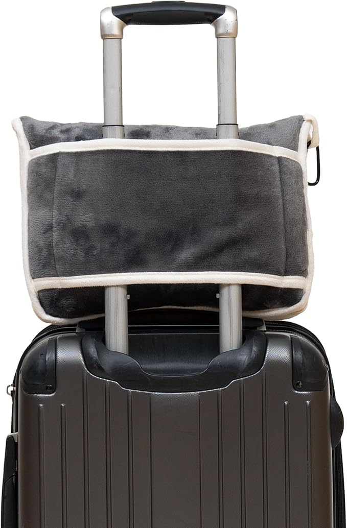 CARSTENS, INC. Travel Blanket, Premium Compact 2-in-1 Airplane Blanket/Pillow, Perfect Grey