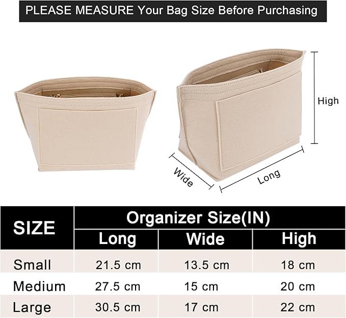 LOUKAYCCI Felt Purse Organizer Insert for Longchamp Le Pliage L Handbag Insert (Large, Beige)