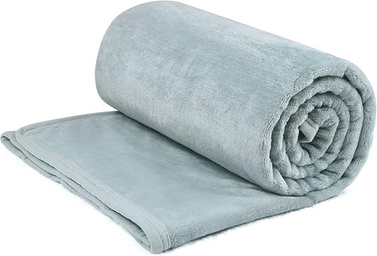EIUE Comfortable Flannel Fleece Blanket,Ultra Soft Lightweight Portable Travel Blanket for Airplane,Reversible Microfiber Blanket for All Seasons(Grey,40x60)