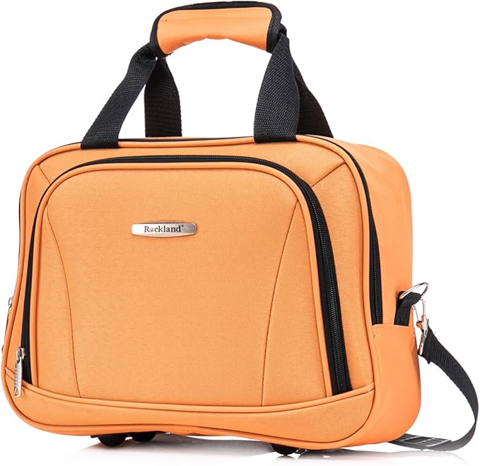 Rockland Melbourne Hardside Expandable Spinner Wheel Luggage Set, Orange, Carry-On 20-Inch and Tote 14-Inch