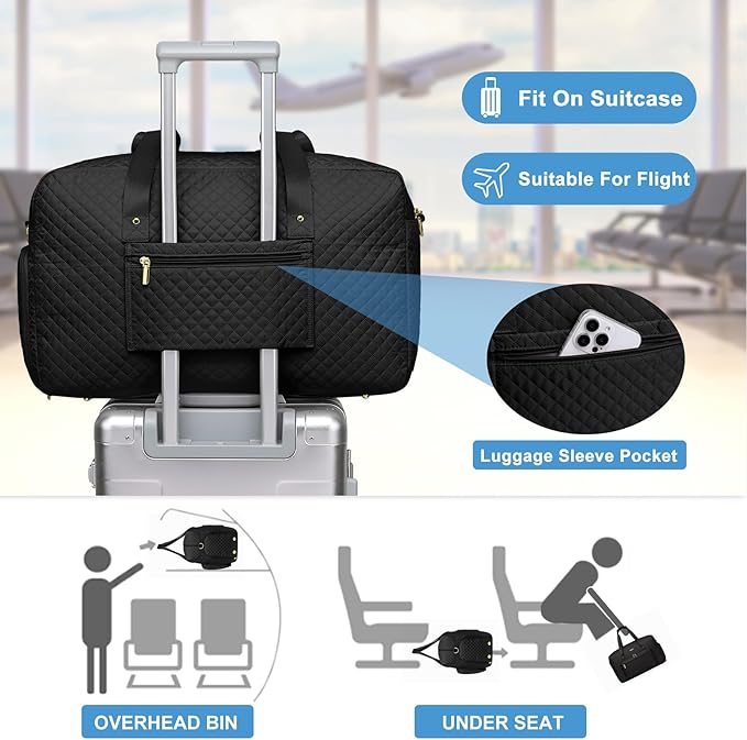 Large Weekender Travel Duffle Bag - With Shoe Compartment Weekender Bags for Womens Carry on Overnight Bag with Toiletry Bag Gym Duffel Bags with Wet Pocket Hospital Bags for Women Labor and Delivery