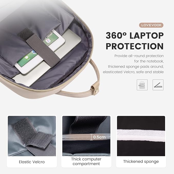 LOVEVOOK Laptop Backpack for Women, Water Resistant Travel Work Backpacks Purse Stylish College Business Teacher Nurse Computer Bag with USB Charging Port, Fits 17" Laptop