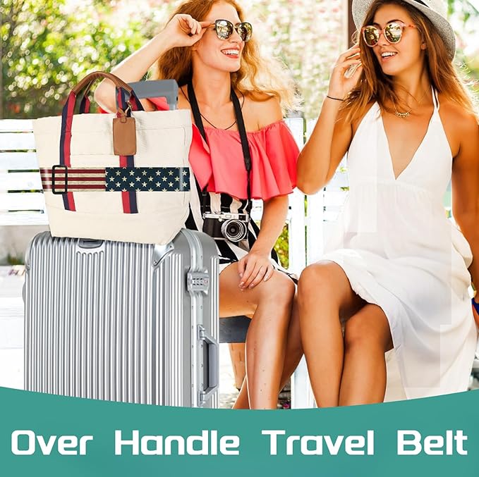 Slohif Luggage Straps for Suitcases Travel Belt Accessories Luggage Connector Identifiers Over Handle with Buckle Unique Nylon Adjustable Strap for Sleeping Bag Car Seat Flag(2 Pack)