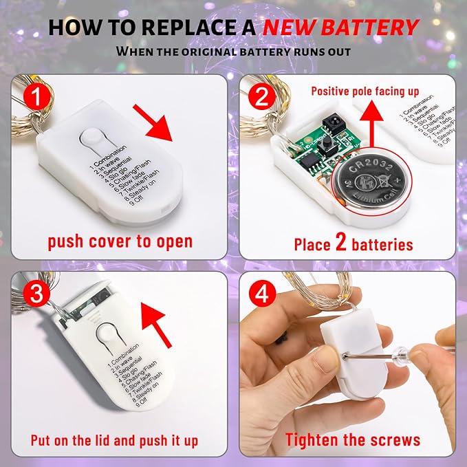 6PCS Fairy Lights Battery Powered with Remote,7ft 20LEDs | 8 Modes, Timer and Dimmer, Twinkle Mini Lights, Waterproof Silver Wire, DIY Wedding Party Christmas,Purple