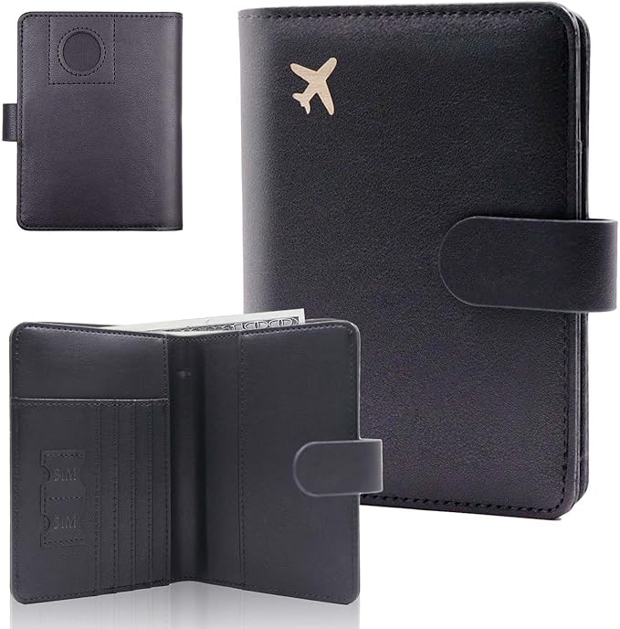 Melsbrinna Premium Leather Passport Holder Covers Case, Waterproof Rfid Blocking Travel Wallet Passport Holder with Pen Holder, Cute Passport Book for Women/Men