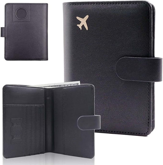 Melsbrinna Premium Leather Passport Holder Covers Case, Waterproof Rfid Blocking Travel Wallet Passport Holder with Pen Holder, Cute Passport Book for Women/Men