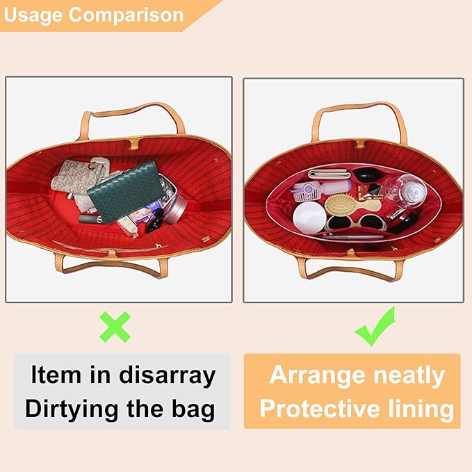 Doxo Dupontpaper Utra Lightweight Purse Organizer sert for LV Neverfull MM/Large Bags, Bag Shapers for Luxury Handbags (White-no zipper,MM)