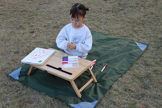Orga'Neat Pocket Picnic Blanket, Sandproof Lightweight Pocket Camping Tarp, 55″x 39″ Foldable & Fits into Small Bag, Water Resistant Washable Quick Dry Compact Beach Mat for Outdoor Recreation