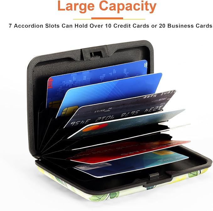Mayski Credit Card Holder, RFID Blocking, Aluminum Alloy Hard Case, Small Mini Business Metal Wallet for Women Men, Dahlia