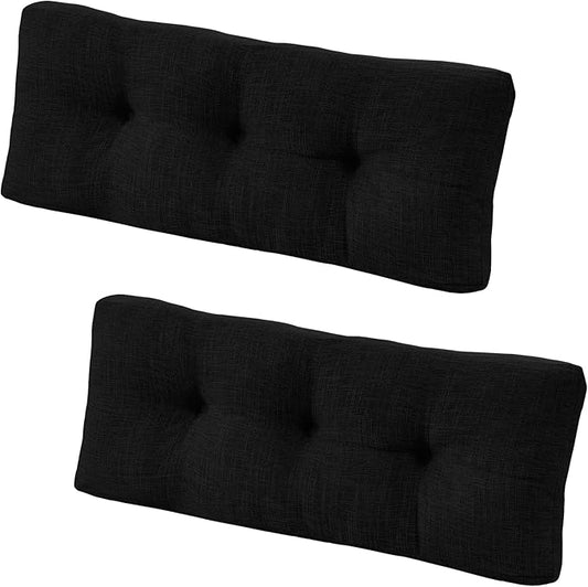 downluxe Indoor Bench Cushion for Indoor Furniture, Non-Slip Tufted Overstuffed Textured Foam Bench Seat Cushion, 36" X 14" X 4", Black, 2 Pack