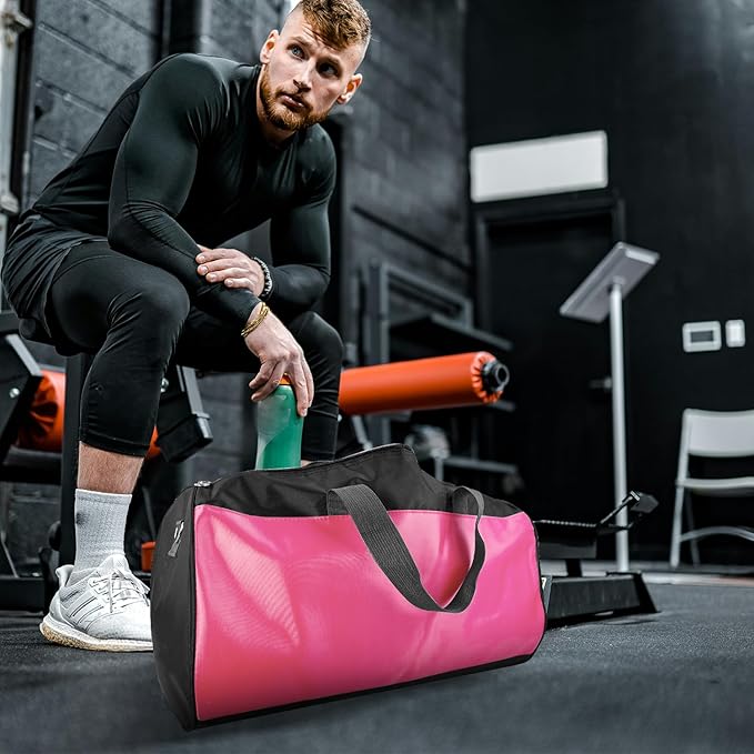 C&F BOGMOST Travel Duffel Bag Large Foldable Waterproof Gym Bag for Gym Beach Swim Bag Men Women Duffle Bag Lightweight Oxford Cloth Sports Bags-Pink