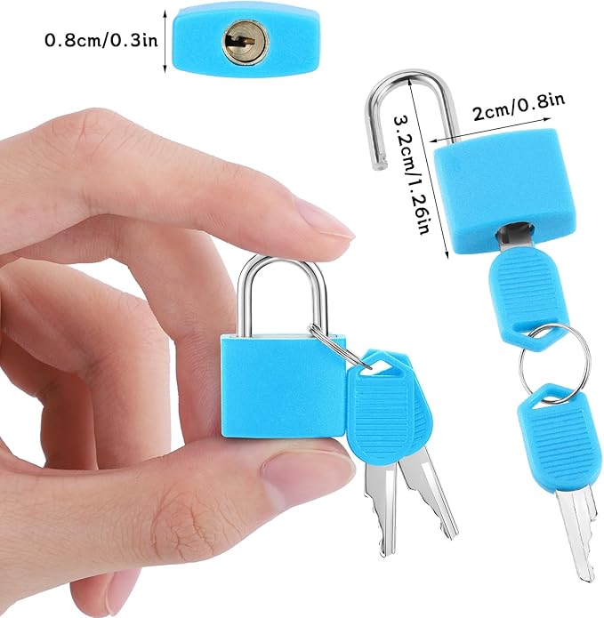 Pimoys 6 Pcs Multicolor Small Luggage Locks with Keys, Mini Locker Lock, Metal Suitcase Locks, Plastic-Covered Copper Keyed Padlock for Locker, Suitcase, Boxes