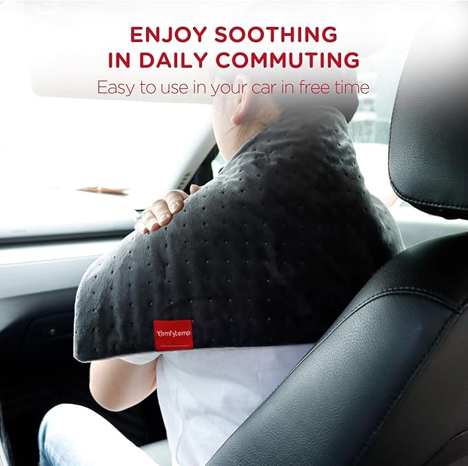 Comfytemp 12V/24V Car Electric Blanket for Back, 4 Heat Settings, 11Auto-Off, Portable Mini Travel Blanket for Neck, Shoulders, Hip, Waist, Truck, SUV, 12" x 24" Washable for Drivers Women Men Winter