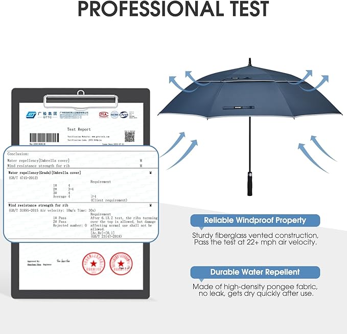 G4Free 47/54/62/68/72 Inch Automatic Open Golf Umbrella Oversize Extra Large Double Canopy Vented Windproof Waterproof Stick Umbrellas
