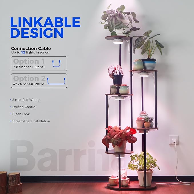 Barrina OG09 Puck Grow Light, 36W(4 x 9W), Pinkish White, Timer, 4 Packs | Full Spectrum Plant Light for Indoor Plants, Magnetic & Linkable, 5 Levels Dimmable, Small Grow lamp, Perfect for Plant Shelf